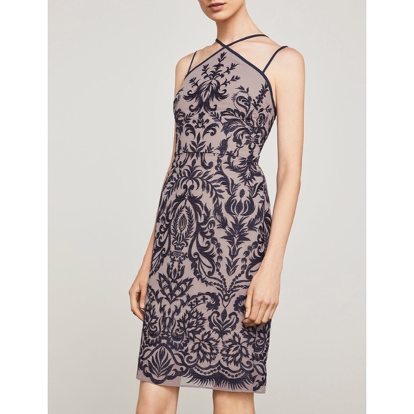 bcbg embroidered halter dress